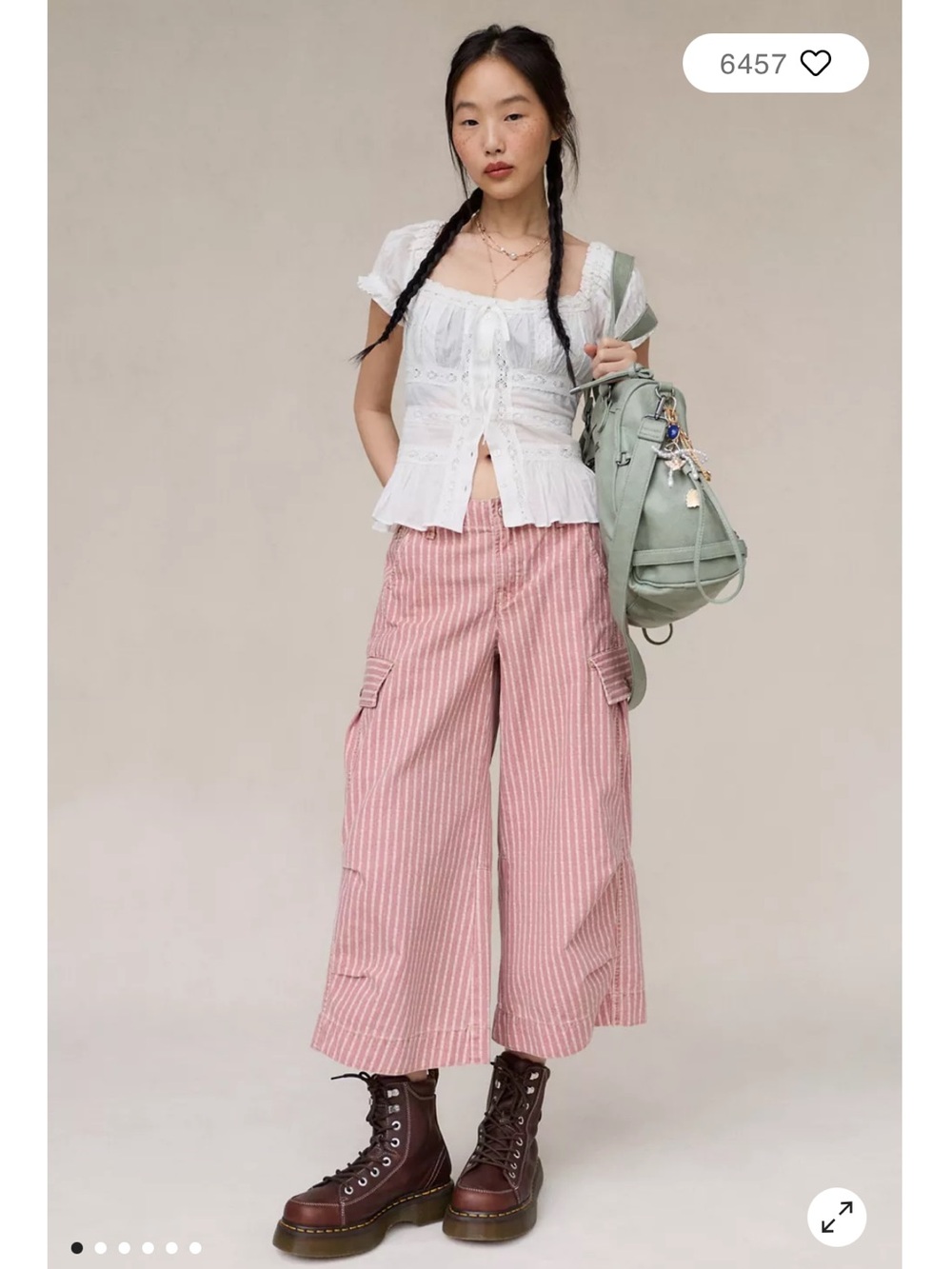 Striped Pink Wide-Leg Cargo Pants